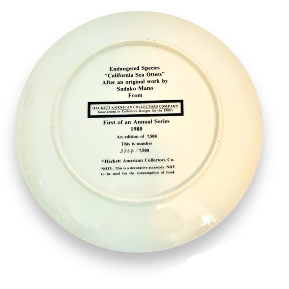 Vintage Collector Plate California Sea Otters, River Otters. Animal Wall Art - Picture 3 of 7